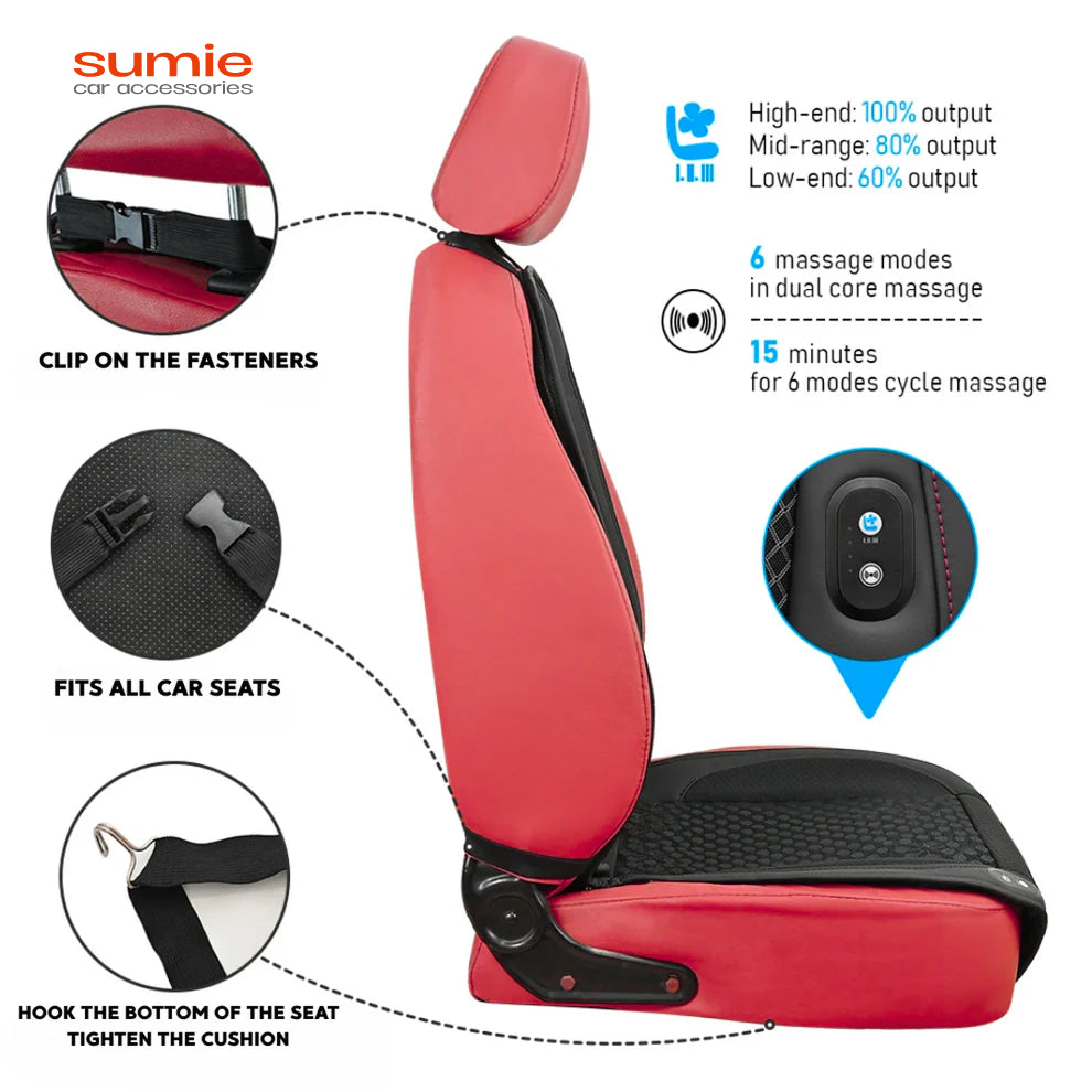 Red car icy seat cushion, branded as Sumie.